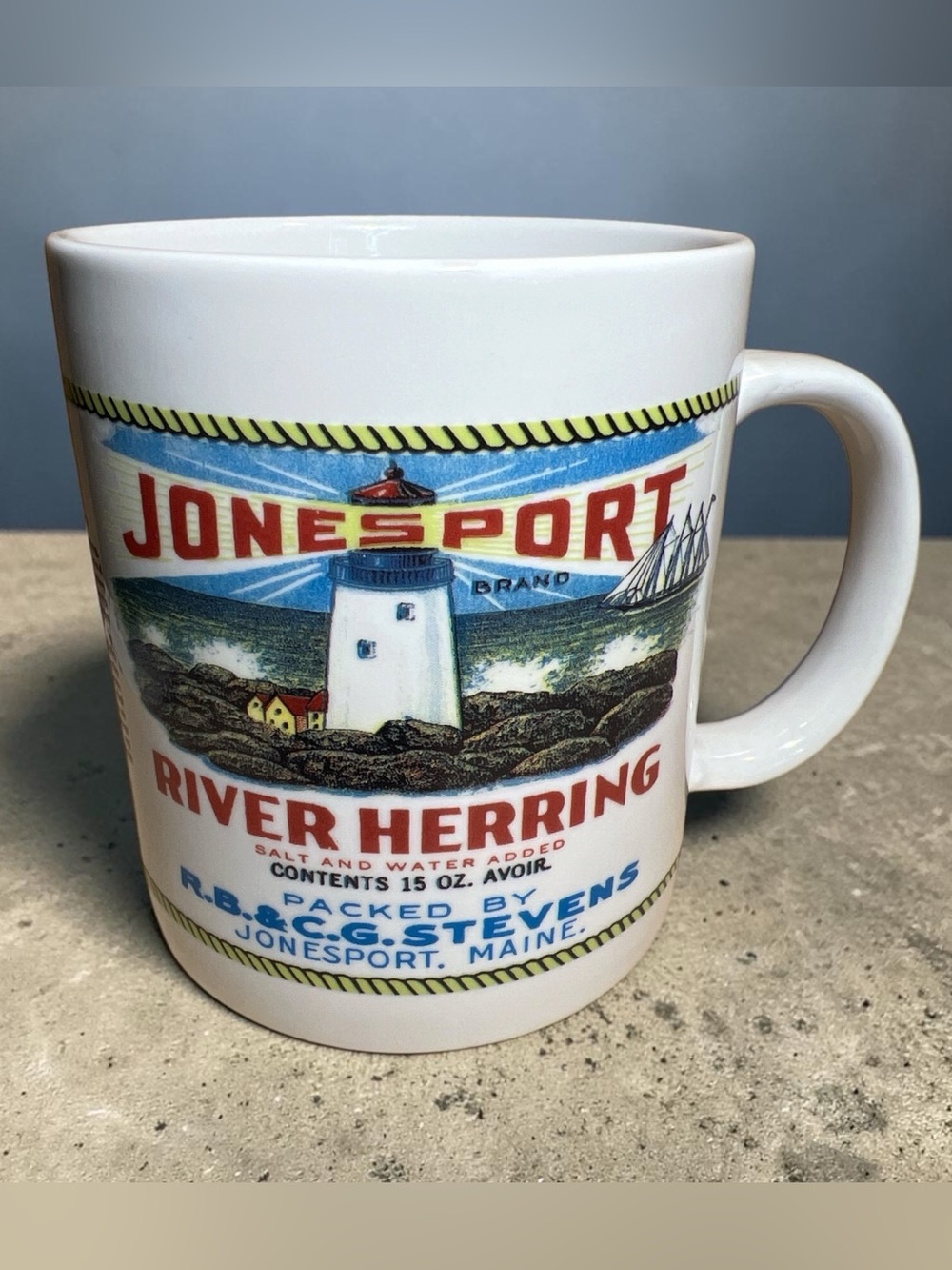 Jonesport Brand River Herring Lighthouse Large Ceramic Mug